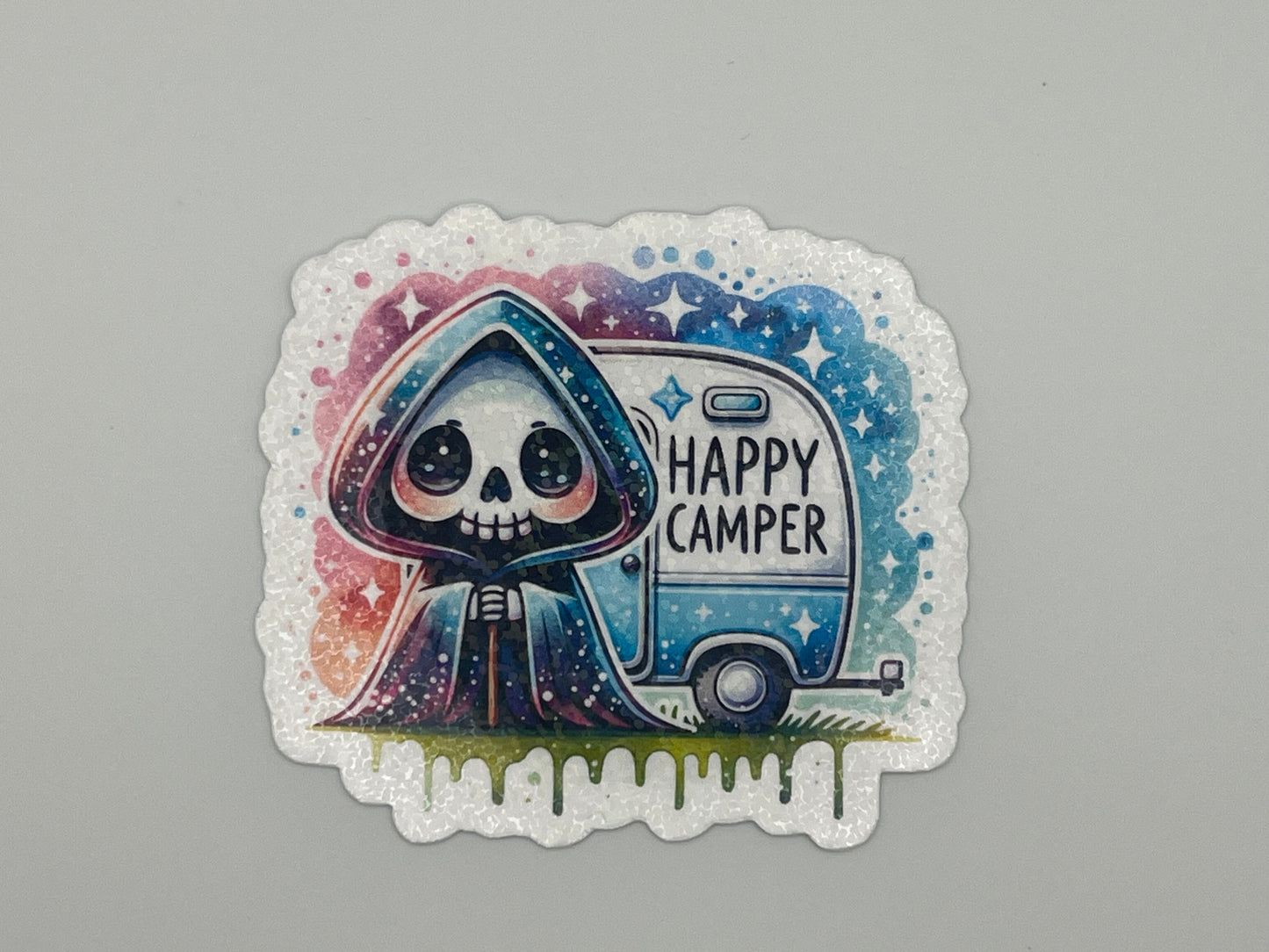 Happy Camper Grim Reaper Sticker