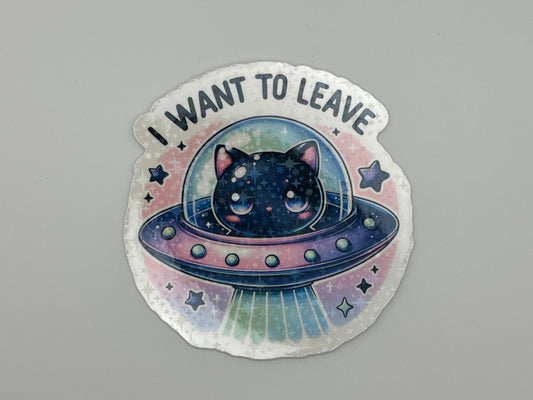 I want to leave Cat Sticker