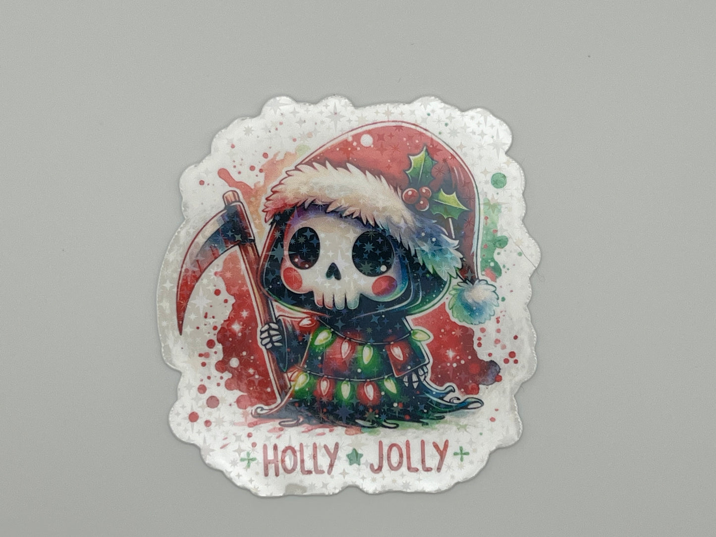 Holly Jolly Grim Reaper Christmas Sticker