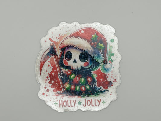 Holly Jolly Grim Reaper Christmas Sticker