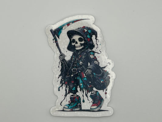 Grungy Grim Reaper Sticker