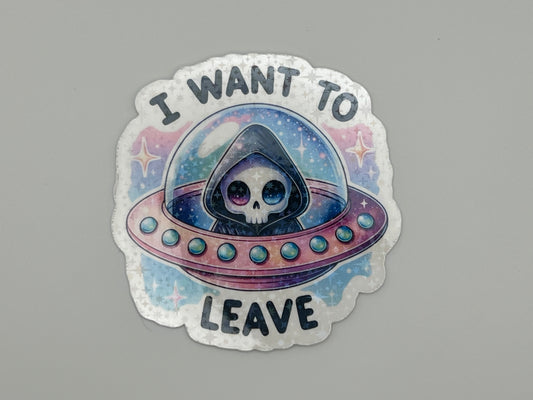 I want to leave Sticker (grim reaper)